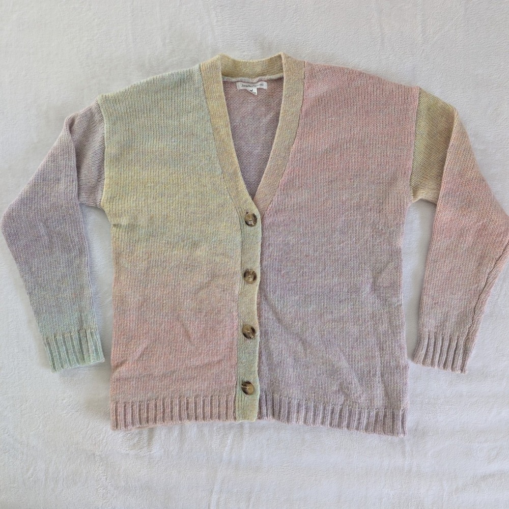 John Paul Richard Cardigan Multicolor Ombre Knit Sweater Sz M Pastel Soft Girl